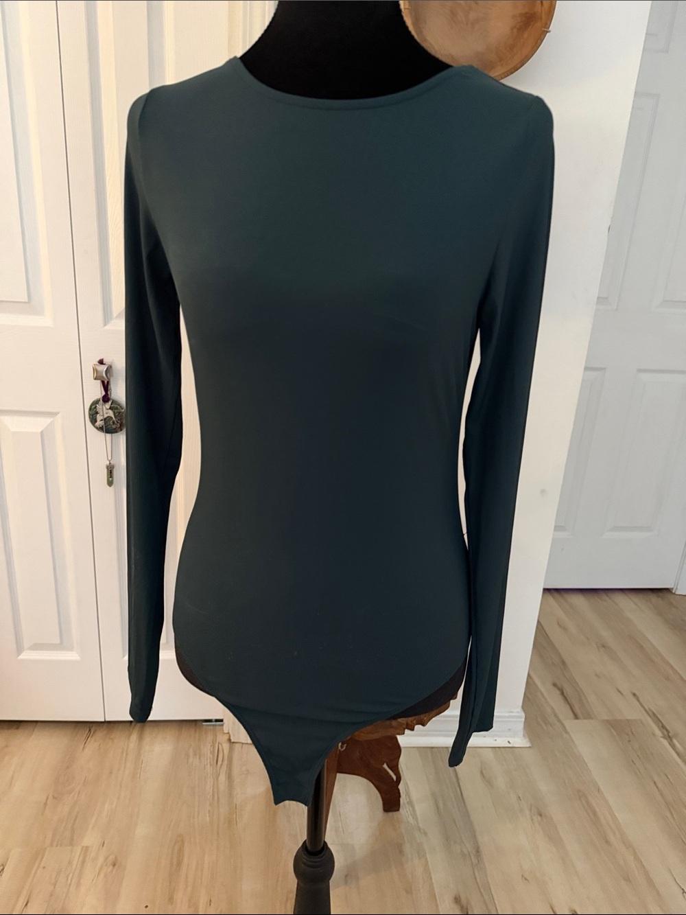 Long-Sleeve Teal Green Bodysuit for Women